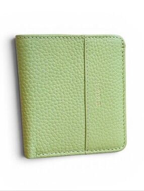 Lodis Pebbled Leather Card Wallet in Mint Green New